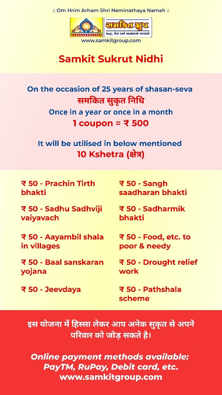 Samkit Sukrut Nidhi - Donation